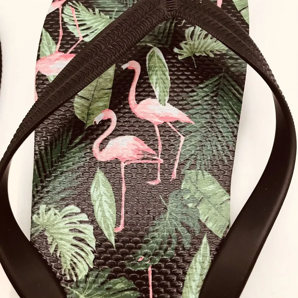 Old Navy Black Flamingo Flip Flop Sandal Men's 12 - 13 Summer Beach Cruise Thong